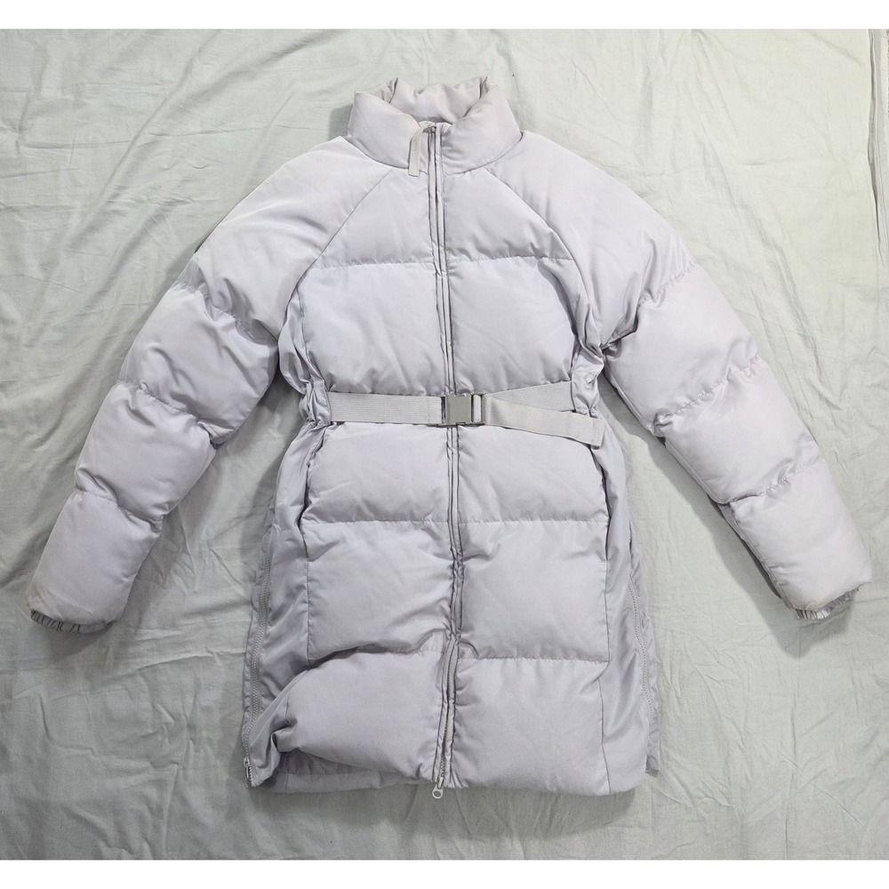 Fabletics Bryce Belted Puffer Coat II, Women's Size S - Light Grey - Insulated